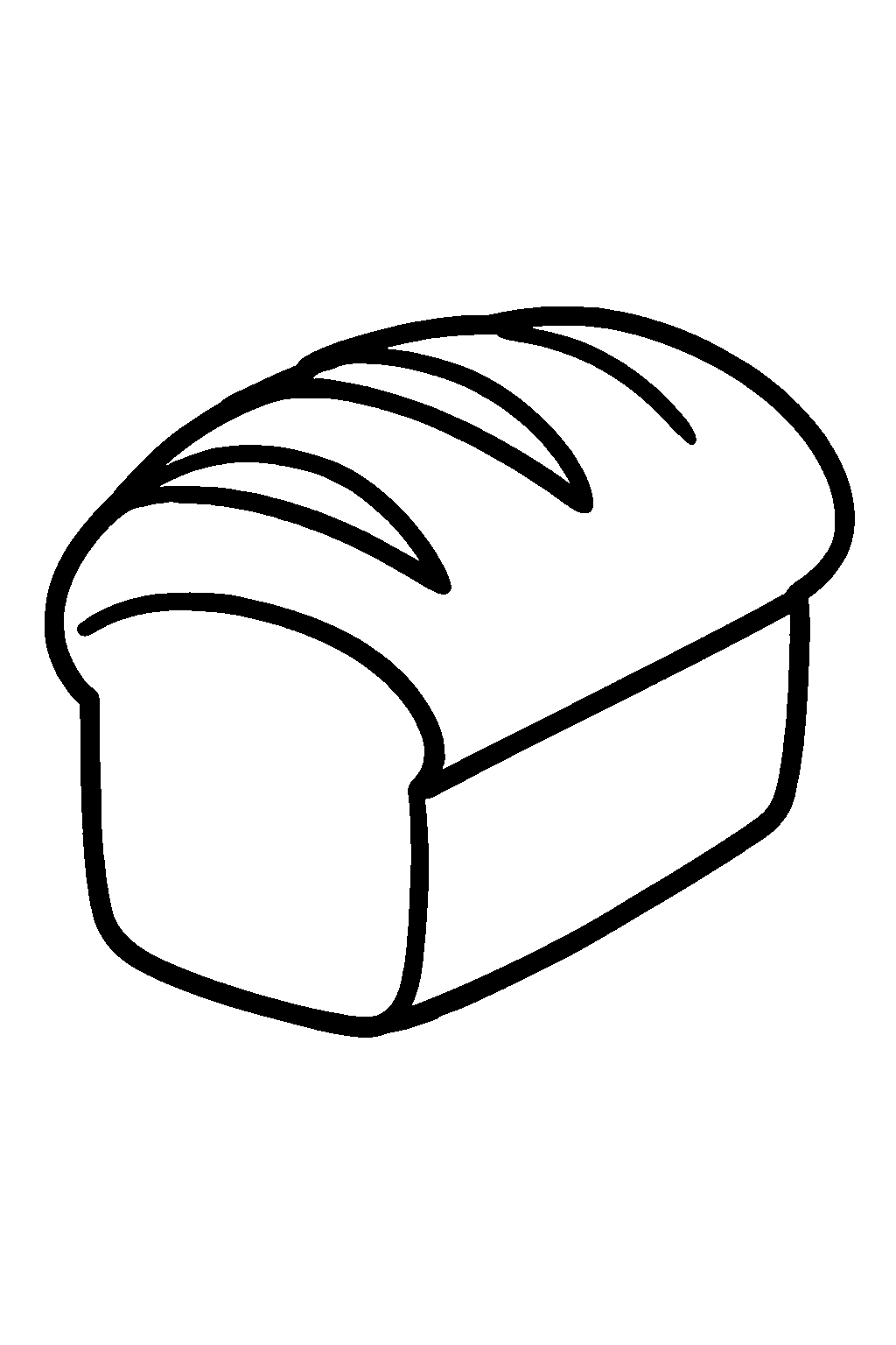 Ausmalbild Brot: einfache schwarz-weiße Linienzeichnung zum Ausdrucken und Ausmalen (Variante 4)