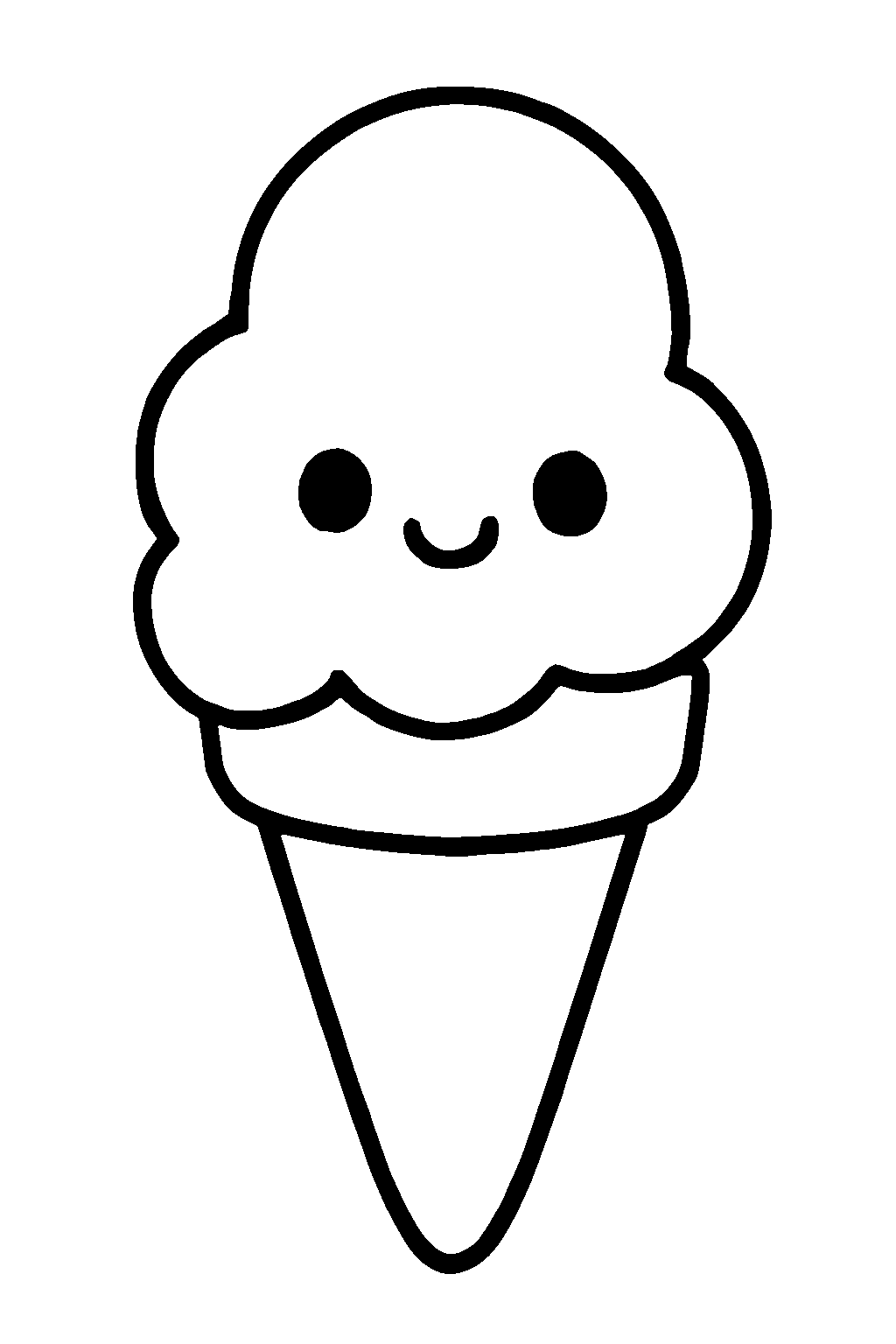 Ausmalbild Eis: einfache schwarz-weiße Linienzeichnung zum Ausdrucken und Ausmalen (Variante 1)