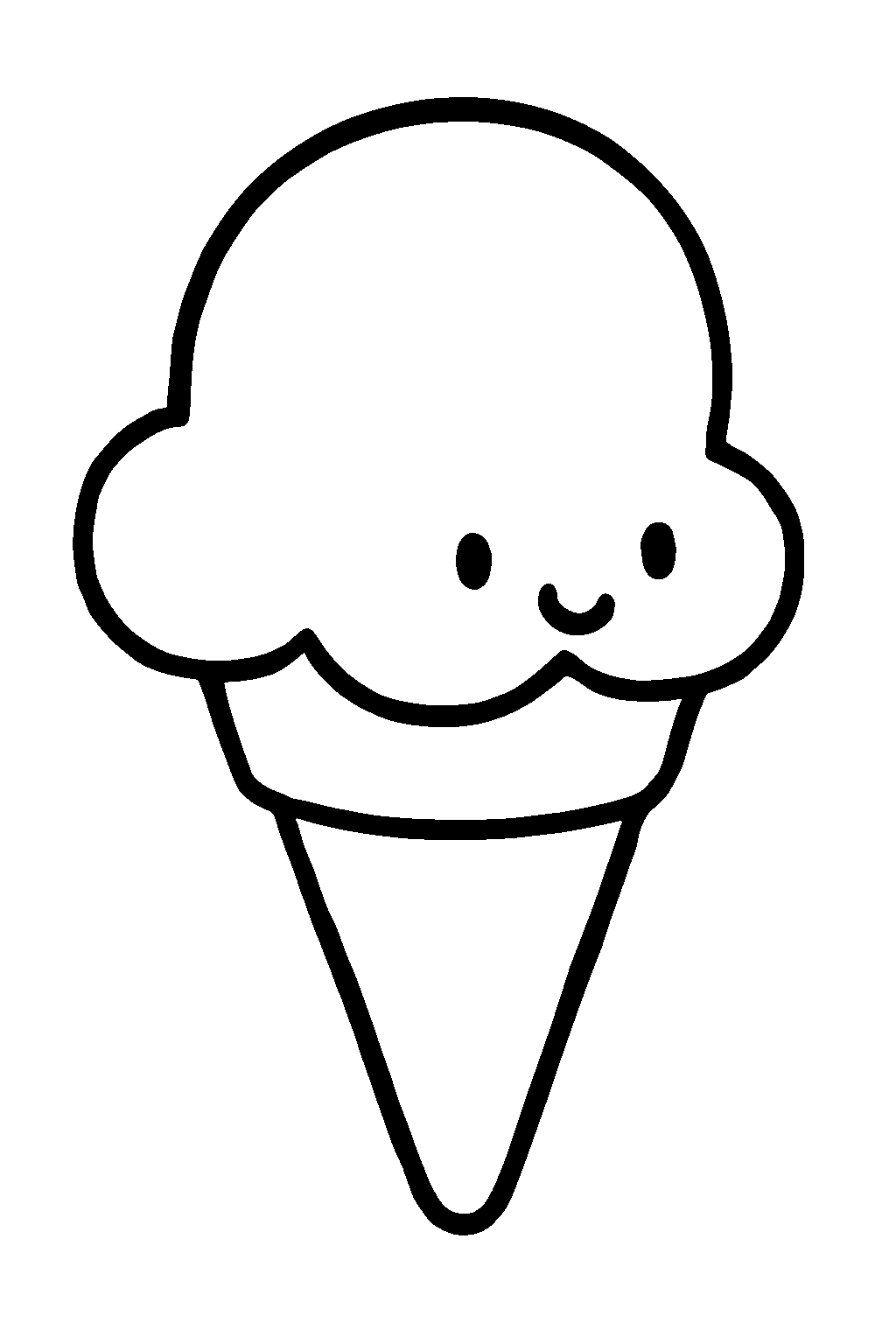 Ausmalbild Eis: einfache schwarz-weiße Linienzeichnung zum Ausdrucken und Ausmalen (Variante 3)