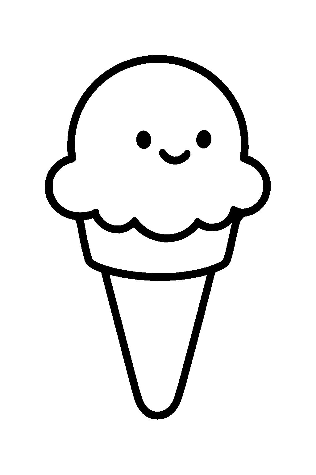 Ausmalbild Eis: einfache schwarz-weiße Linienzeichnung zum Ausdrucken und Ausmalen (Variante 4)