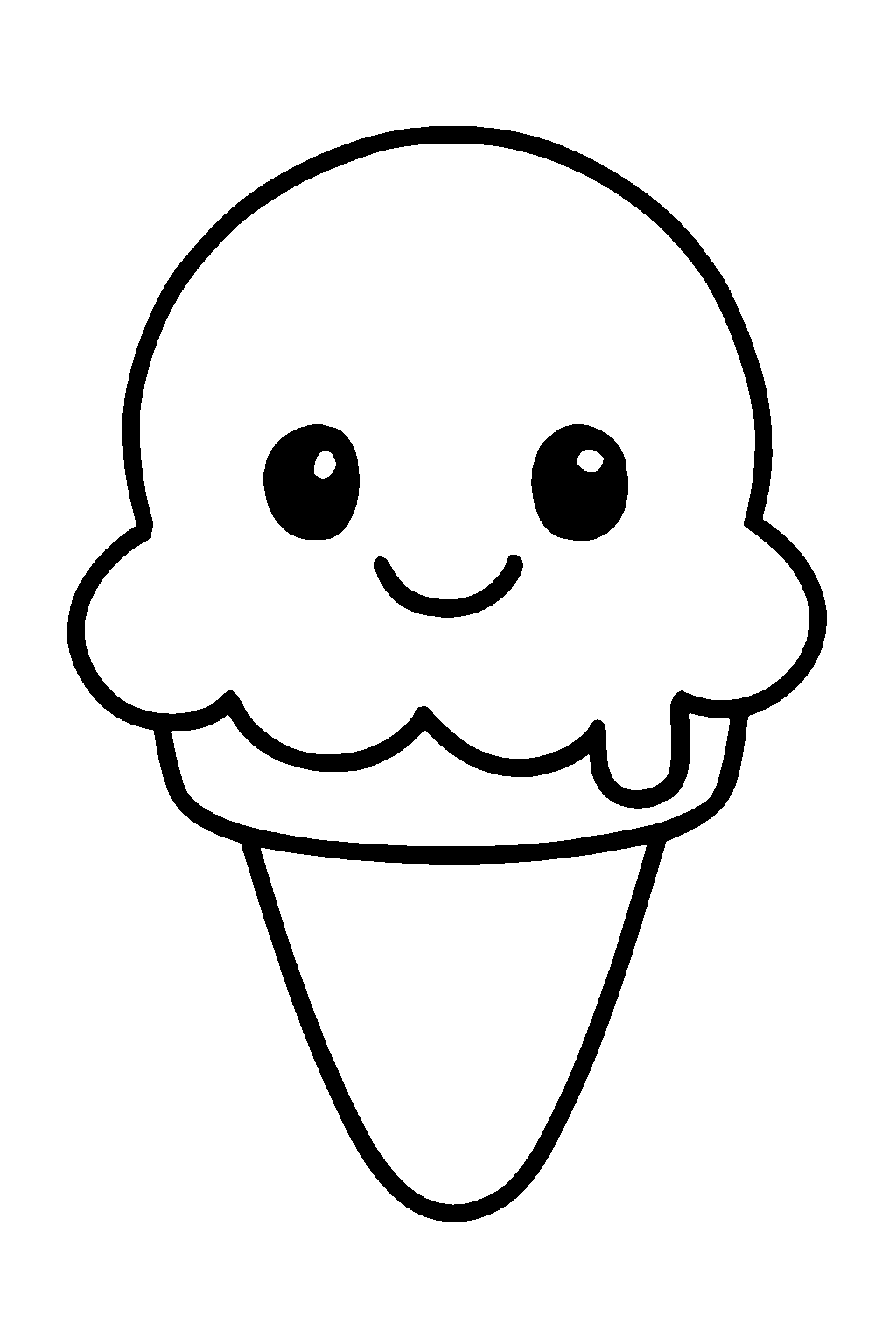 Ausmalbild Eis: einfache schwarz-weiße Linienzeichnung zum Ausdrucken und Ausmalen (Variante 5)