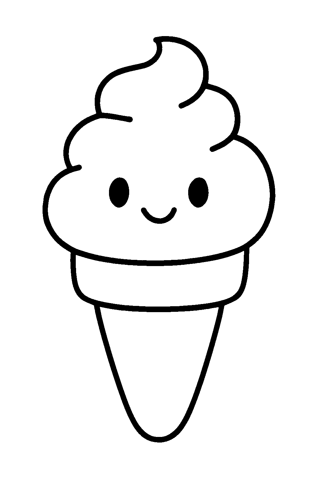 Ausmalbild Eis: einfache schwarz-weiße Linienzeichnung zum Ausdrucken und Ausmalen (Variante 6)