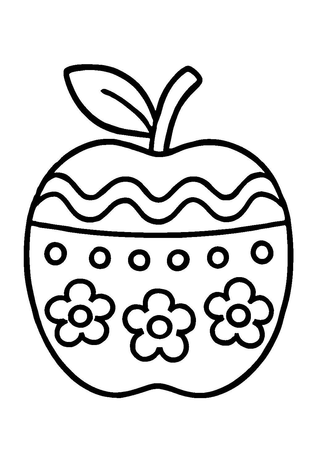 Ausmalbild Obst: einfache schwarz-weiße Linienzeichnung zum Ausdrucken und Ausmalen (Variante 9)
