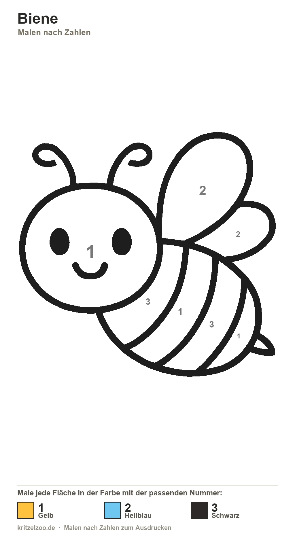 Biene Malen nach Zahlen Vorlage