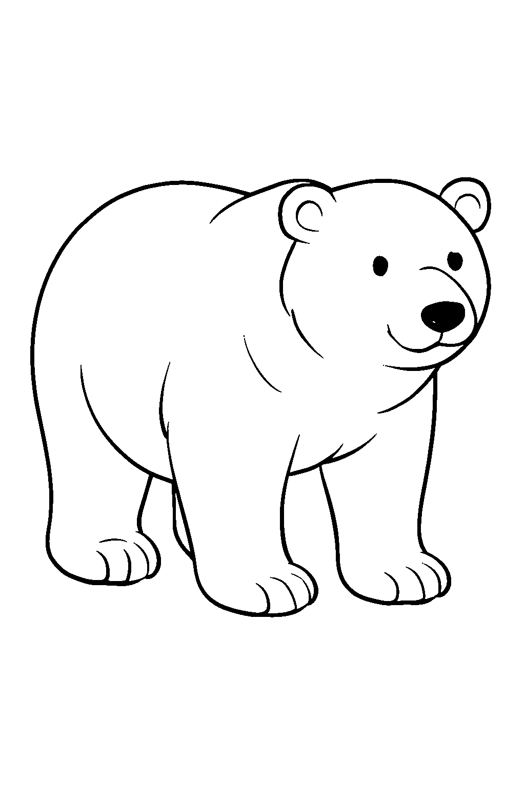 Ausmalbild Eisbär: klare schwarz-weiße Linienzeichnung zum Ausdrucken und Ausmalen (Variante 1)