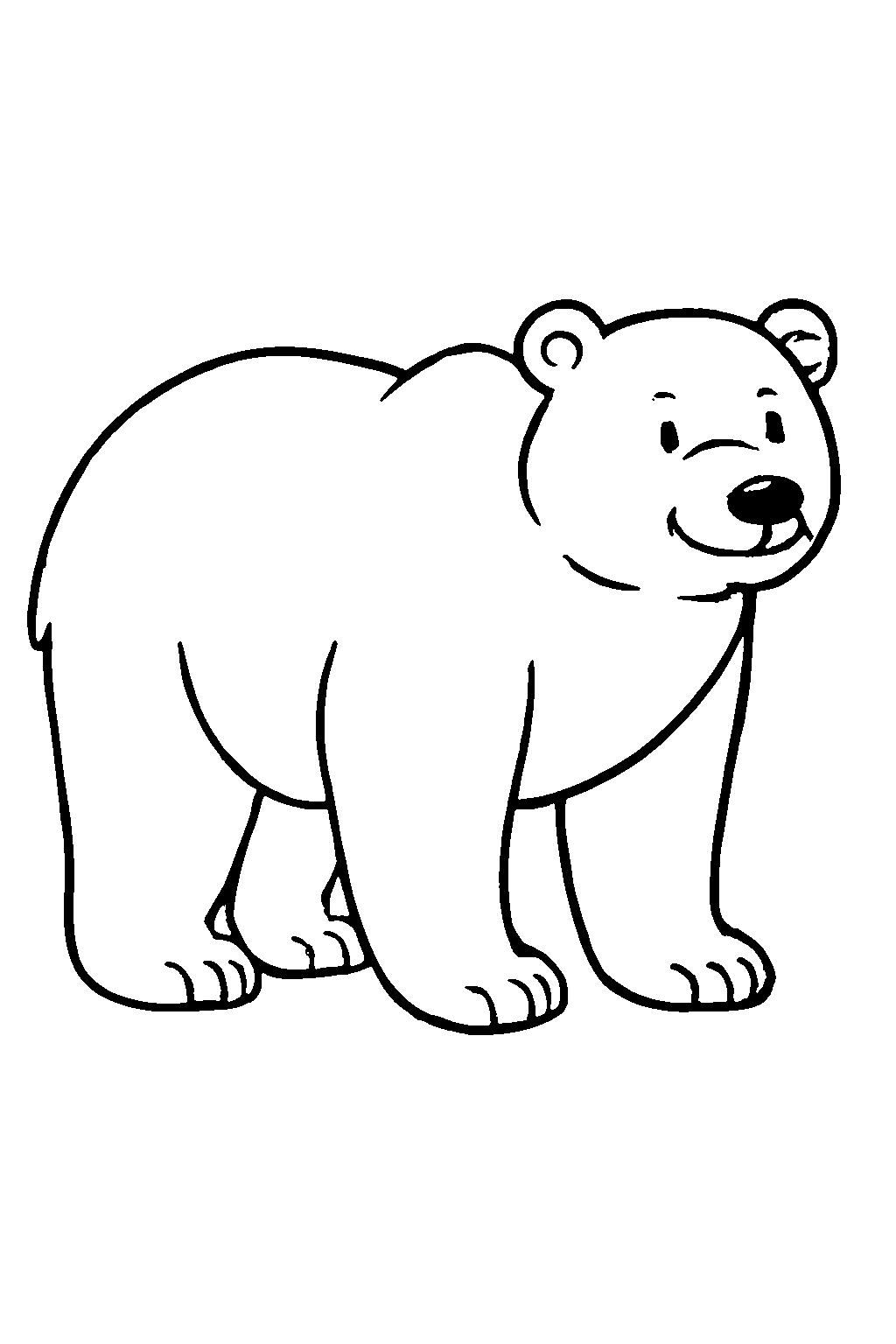 Ausmalbild Eisbär: klare schwarz-weiße Linienzeichnung zum Ausdrucken und Ausmalen (Variante 10)