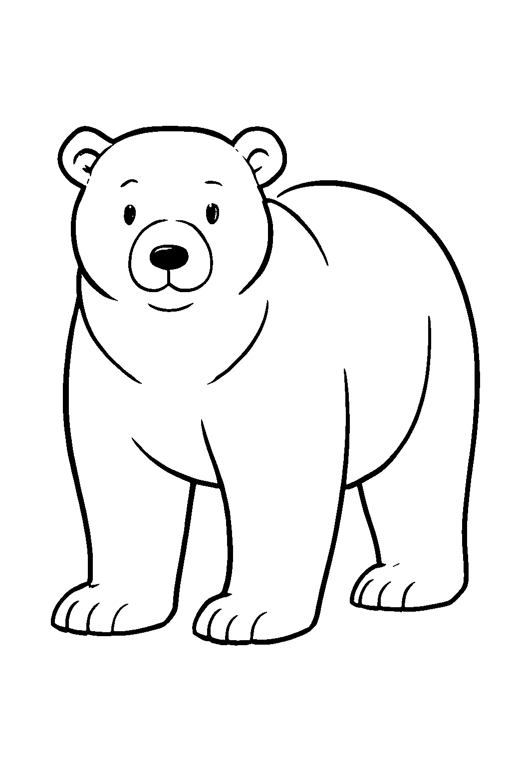 Ausmalbild Eisbär: klare schwarz-weiße Linienzeichnung zum Ausdrucken und Ausmalen (Variante 11)