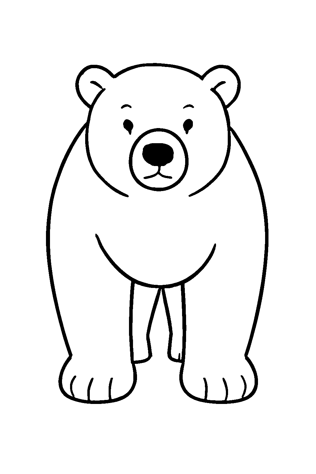 Ausmalbild Eisbär: klare schwarz-weiße Linienzeichnung zum Ausdrucken und Ausmalen (Variante 12)
