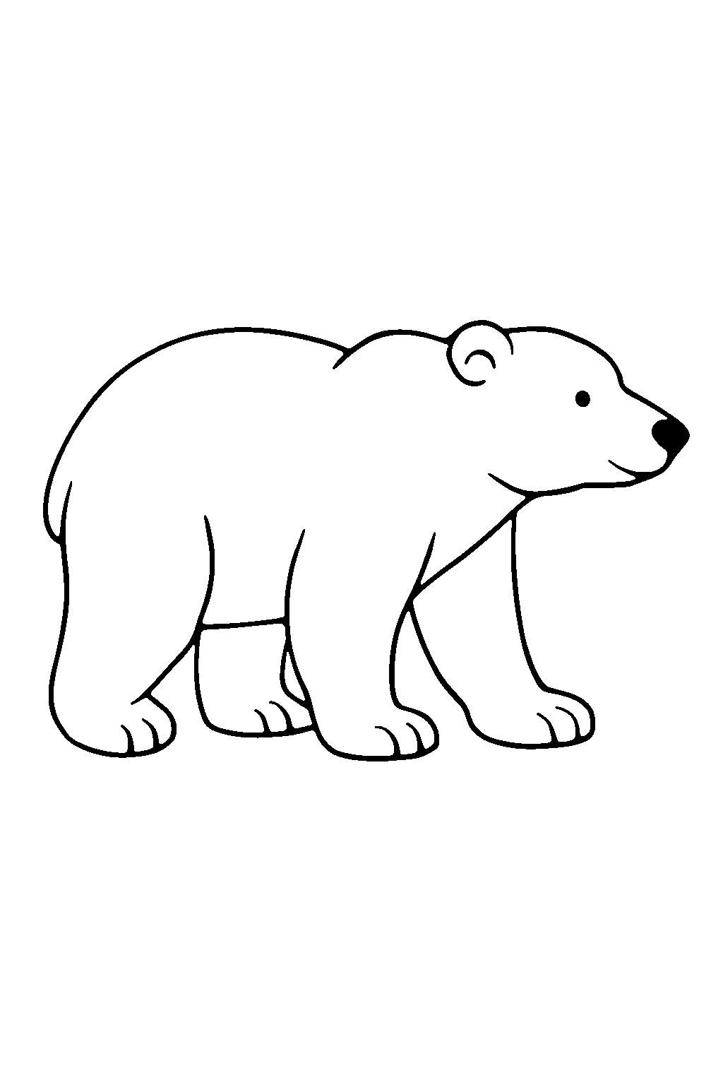 Ausmalbild Eisbär: klare schwarz-weiße Linienzeichnung zum Ausdrucken und Ausmalen (Variante 3)