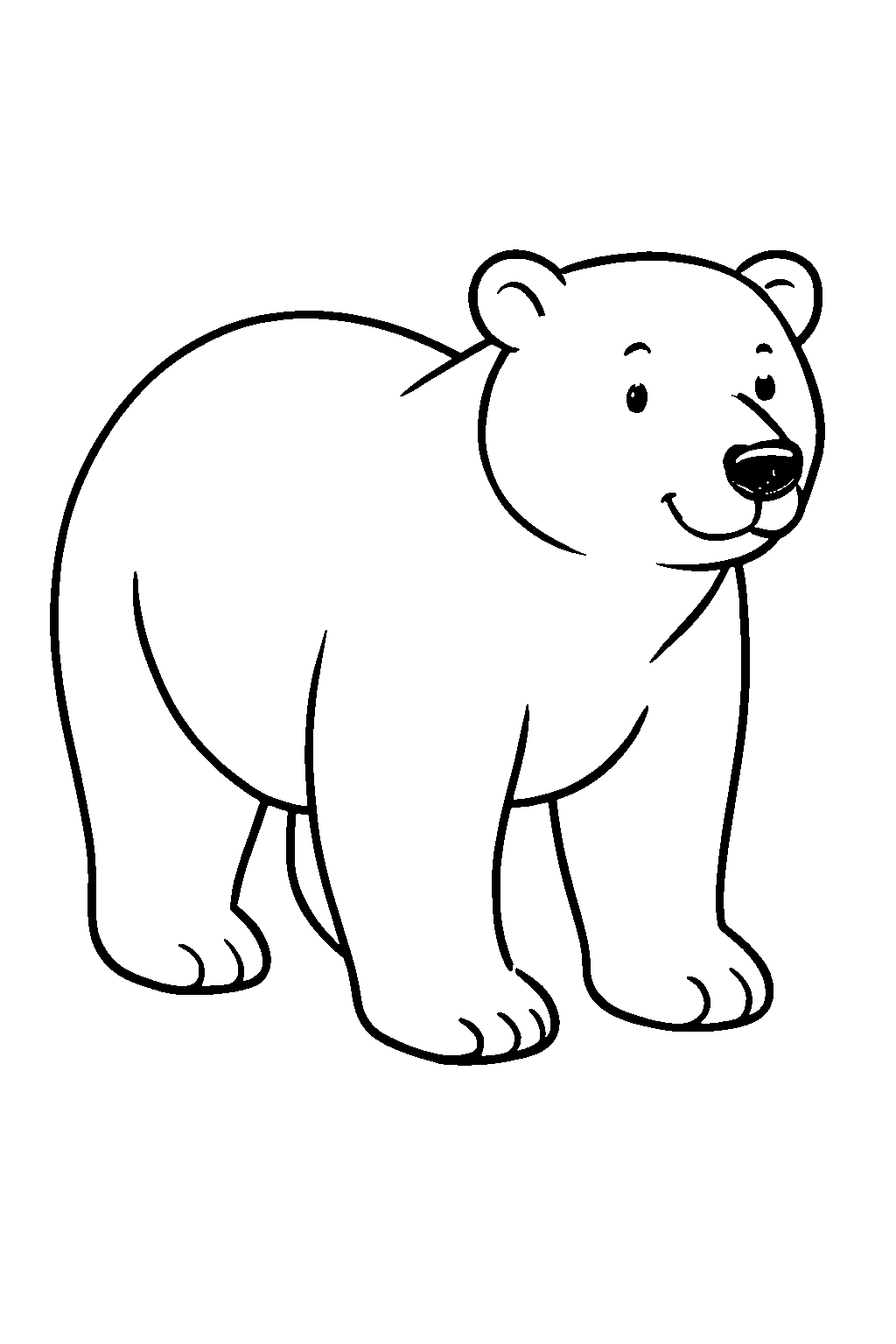 Ausmalbild Eisbär: klare schwarz-weiße Linienzeichnung zum Ausdrucken und Ausmalen (Variante 4)