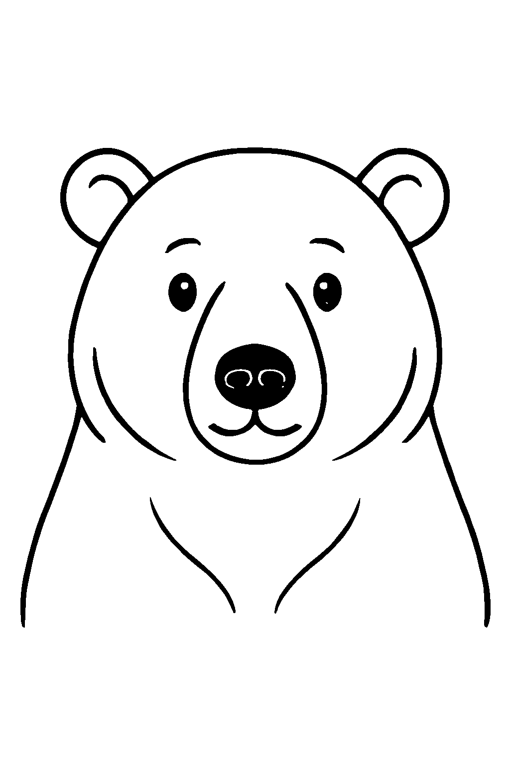 Ausmalbild Eisbär: klare schwarz-weiße Linienzeichnung zum Ausdrucken und Ausmalen (Variante 5)