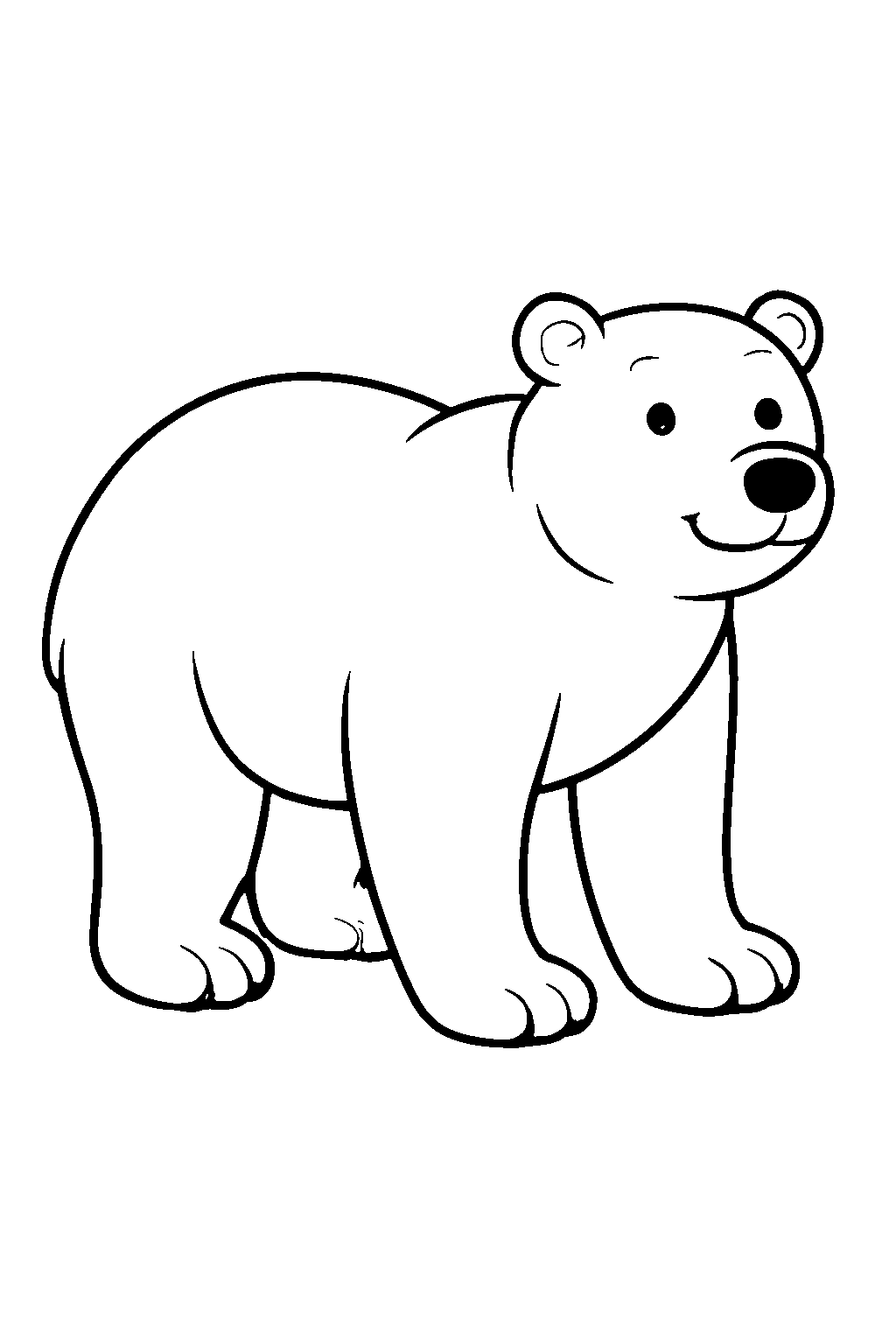 Ausmalbild Eisbär: klare schwarz-weiße Linienzeichnung zum Ausdrucken und Ausmalen (Variante 6)