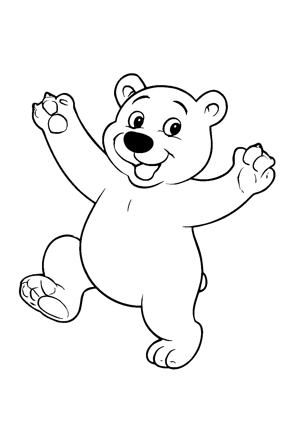 Ausmalbild Eisbär: klare schwarz-weiße Linienzeichnung zum Ausdrucken und Ausmalen (Variante 7)
