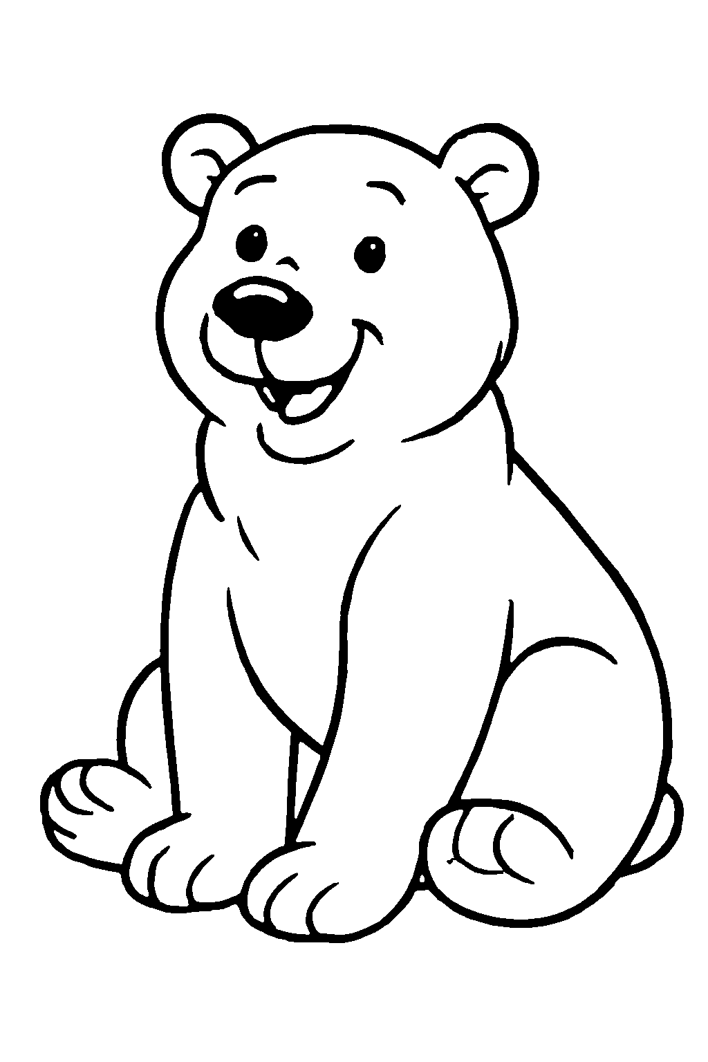 Ausmalbild Eisbär: klare schwarz-weiße Linienzeichnung zum Ausdrucken und Ausmalen (Variante 8)