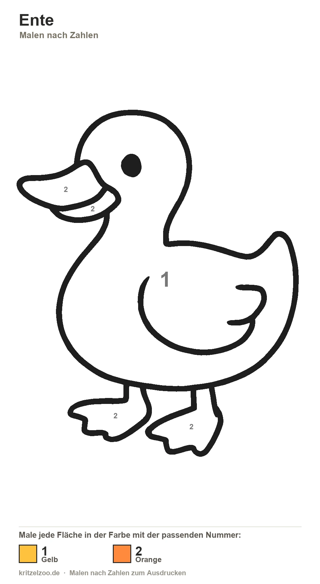 Ente Malen nach Zahlen Vorlage