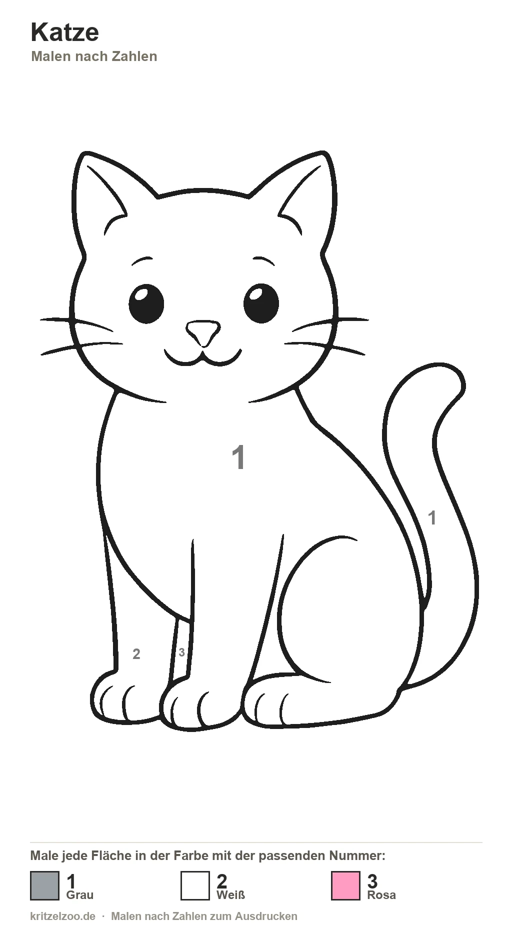 Katze Malen nach Zahlen Vorlage