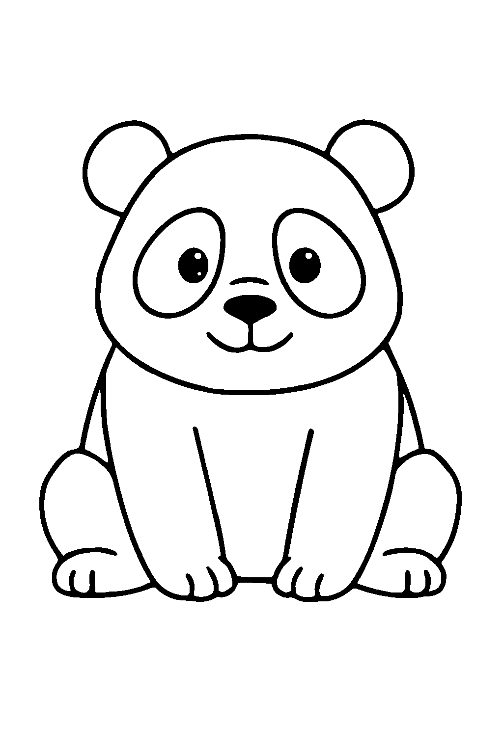 Ausmalbild Panda: klare schwarz-weiße Linienzeichnung zum Ausdrucken und Ausmalen (Variante 11)