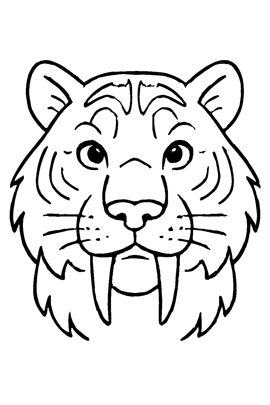 Ausmalbild Säbelzahntiger: klare schwarz-weiße Linienzeichnung zum Ausdrucken und Ausmalen (Variante 5)
